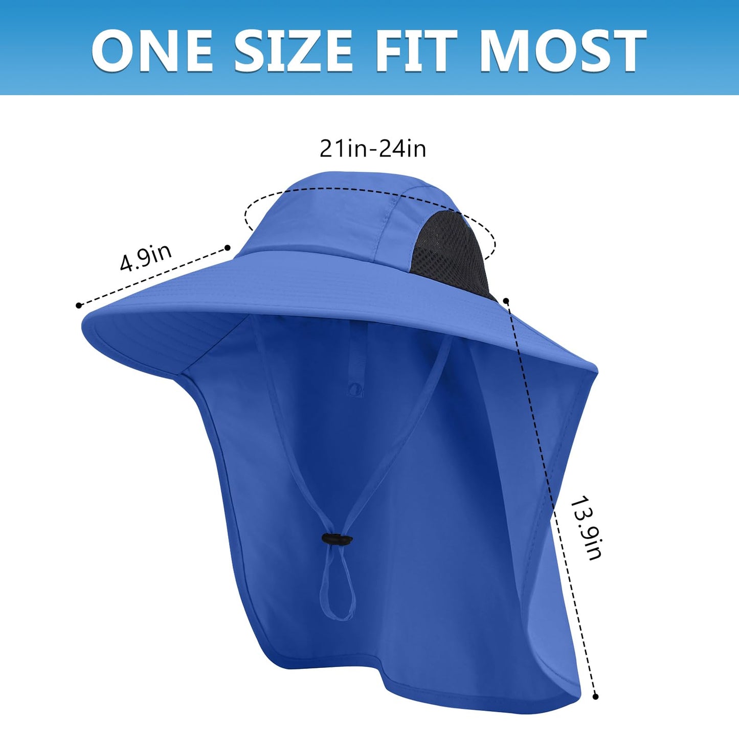 Sun Hat for Men Women with Neck Flap,UPF 50+ UV Protective Hiking Fishing Hats,Wide Brim Sun Hat for Women&Men