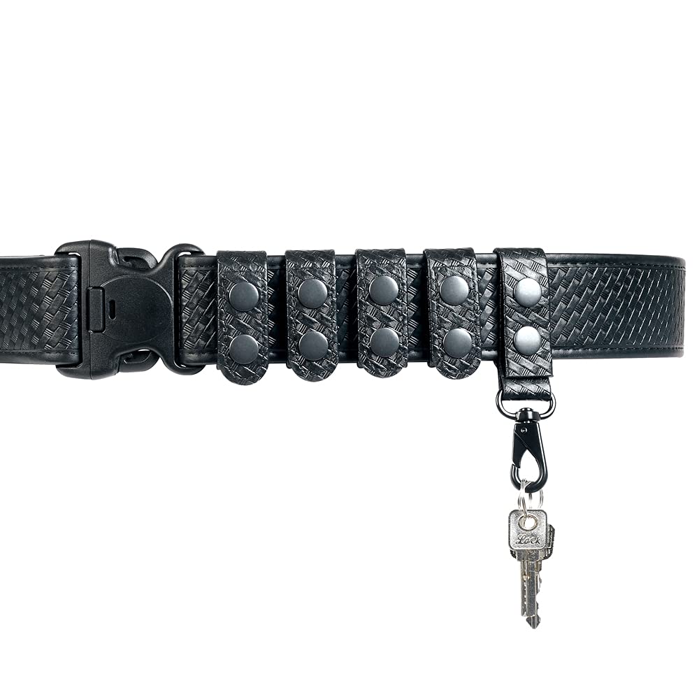 TAFTACFR Basketweave Duty Belt Keeper with Double Snaps(Set of 4) +1 Keeper with Strong Plastic Key Clip(1 Pack)