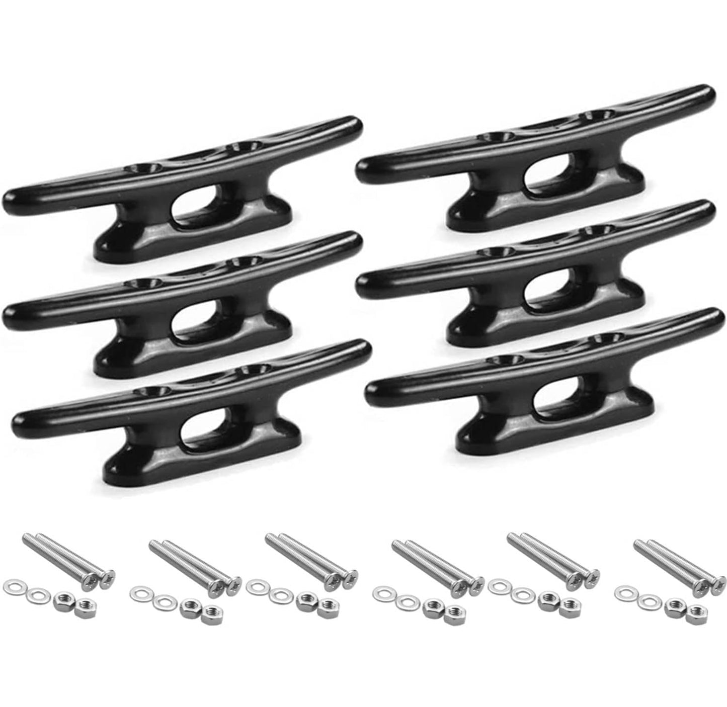 Thorn Boat Cleats 4 Inch,Dock Cleats Nylon with Screws,Plastic Rope Cleat Black,Pack of 4
