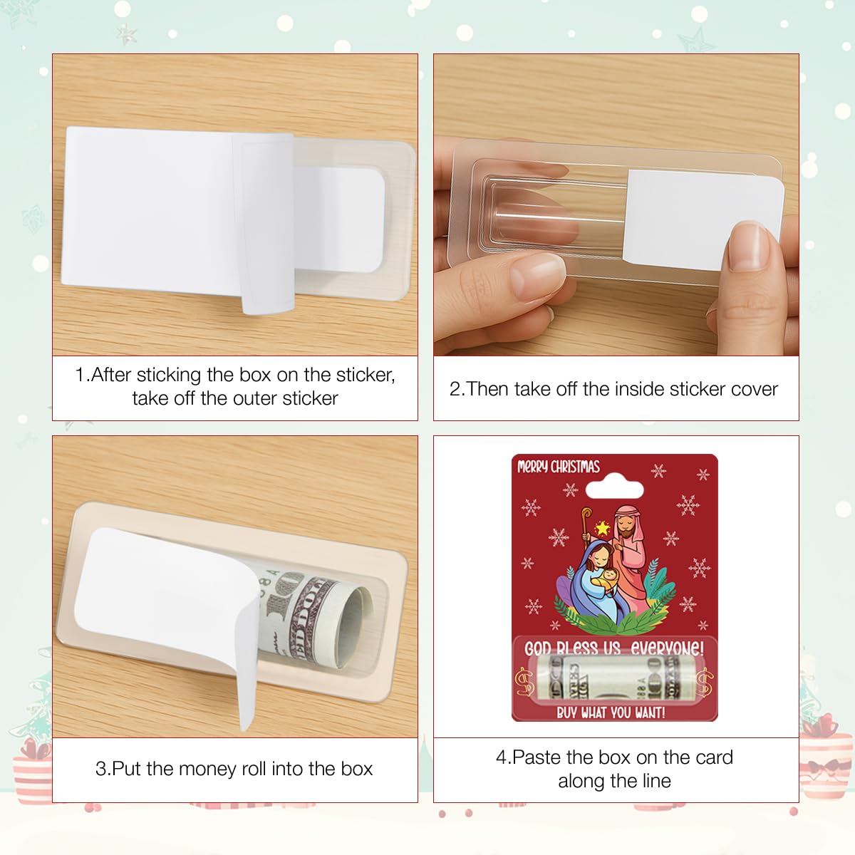 HDHBP 8 Pcs Christmas Bruh Money Holders for Cash Xmas Cash Holder Gifts for Xmas Party Winter Holiday Santa Gingerbread Christmas Tree Hanging Ornament