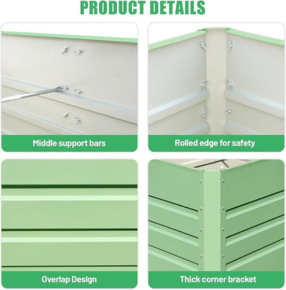 SnugNiture 4x2x2FT Raised Garden Bed Galvanized Planter Garden Boxes Outdoor, Deep Root Planter Raised Bed for Vegetables Flowers Herbs,Green