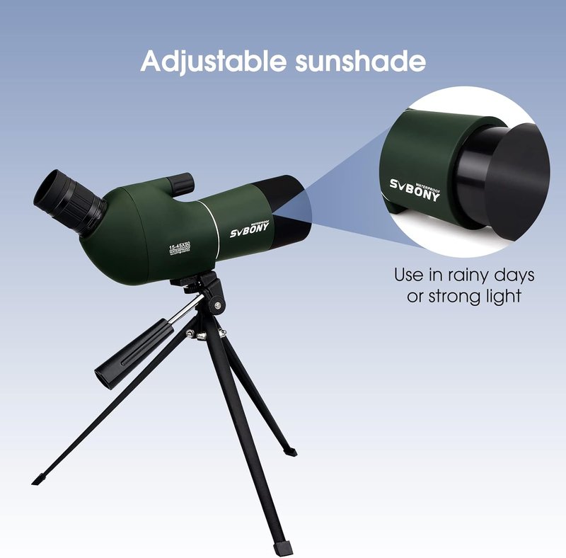SVBONY SV28 Spotting Scope - 15-45x50mm Zoom Lens, Waterproof & Fogproof for Bird Watching | Tripod & Phone Adapter Included