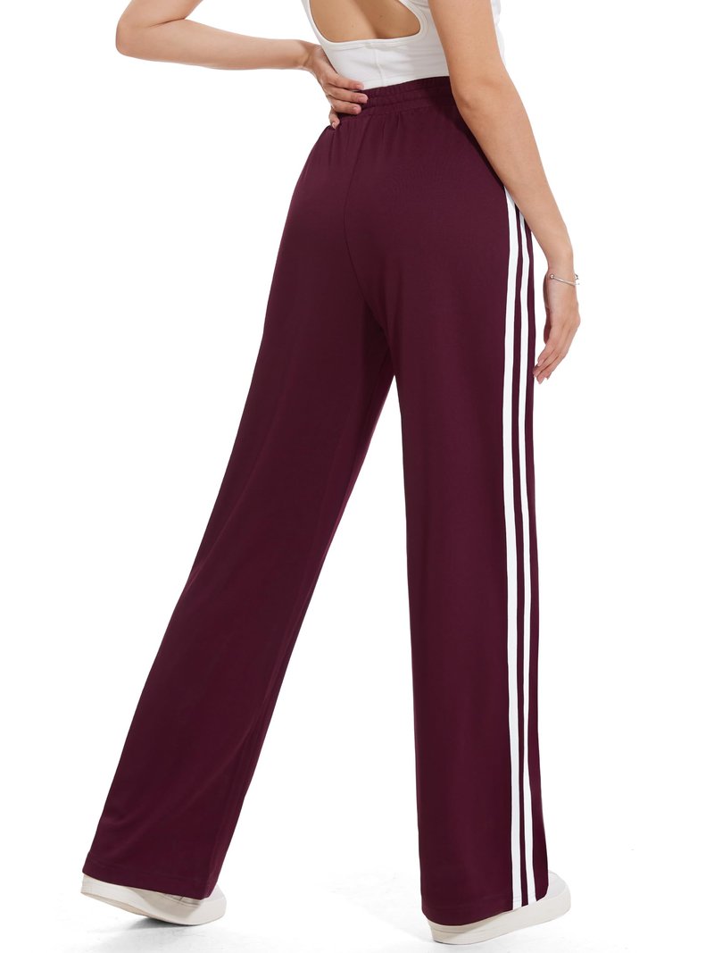 Tapata Women's 28" Inseam Petite Track Pants Loose Straight Leg Jogging Sweatpants Warm-Up Sports Athletic Running, Burgundy, XL
