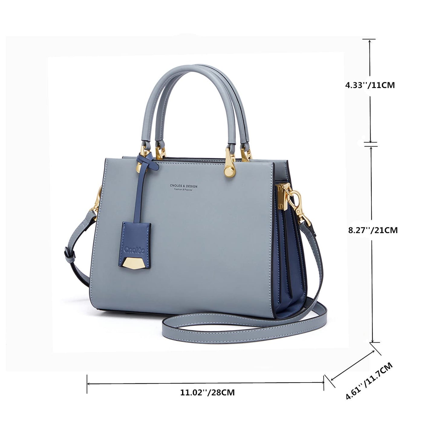Cnoles Cowhide Leather Tote Handbags Medium Shoulder Bags Ladies Handle Satchel Purse Tote Bag Purse for Women Grey