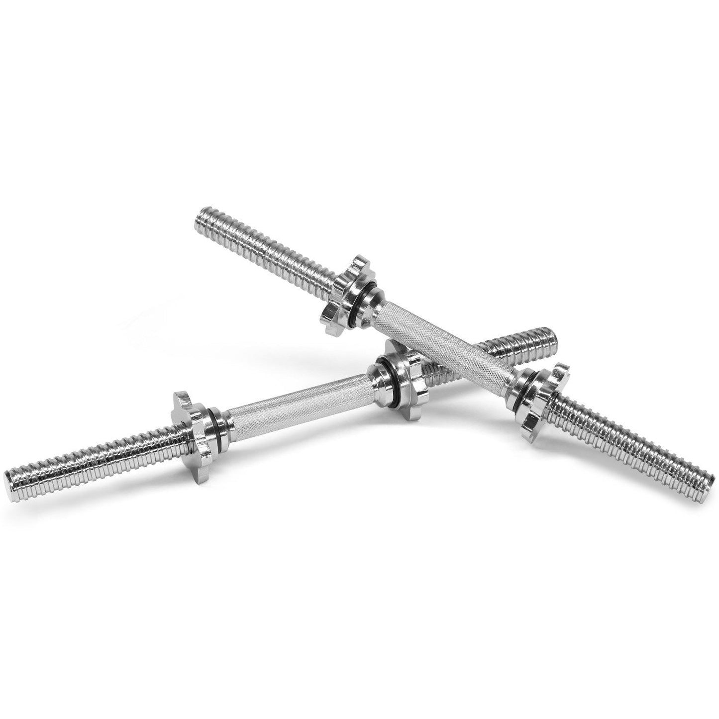 Yes4All Pair of Threaded Dumbbell Handles 14/16/18/24 inch, Chrome/Rubber Grip, Fit 1” Plates, Weight Bar Connector