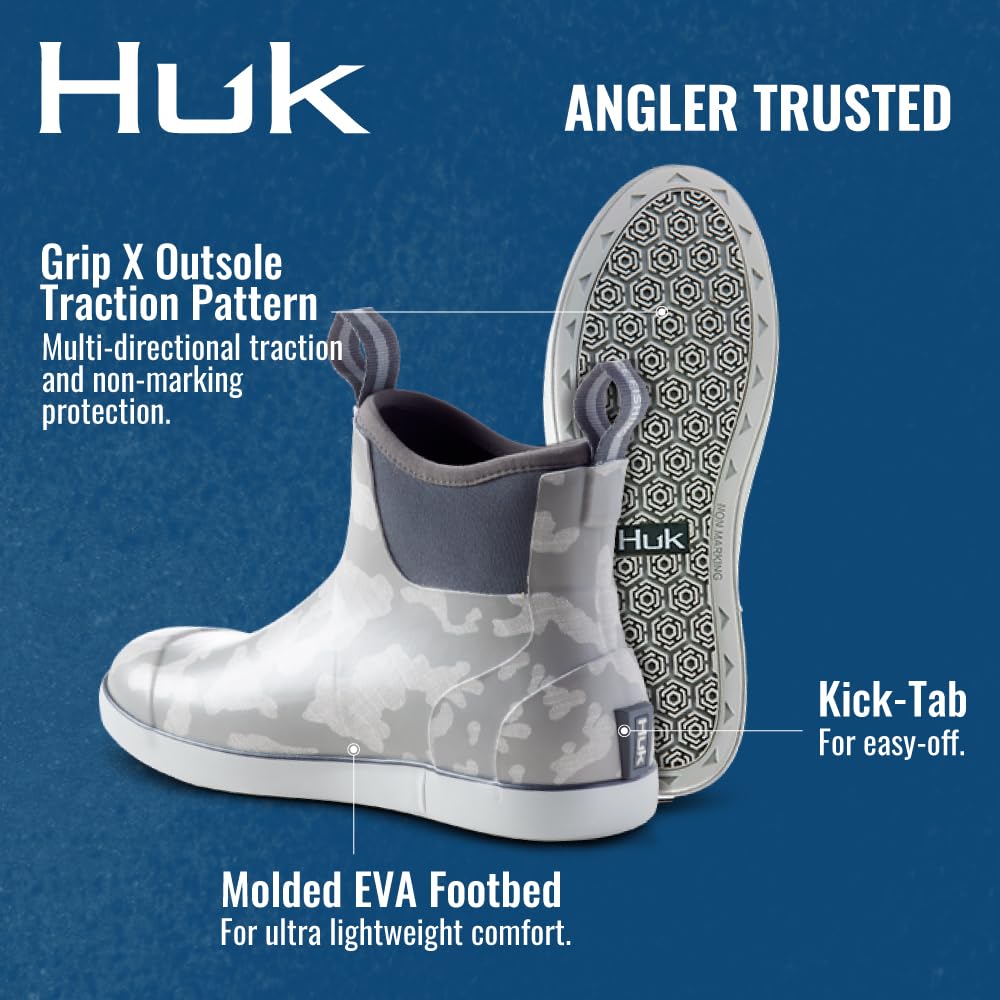 HUK mens Rogue Wave Shoe | High-performance Fishing & Deck Rain Boot, Running Lakes - Overcast Grey, 13 US