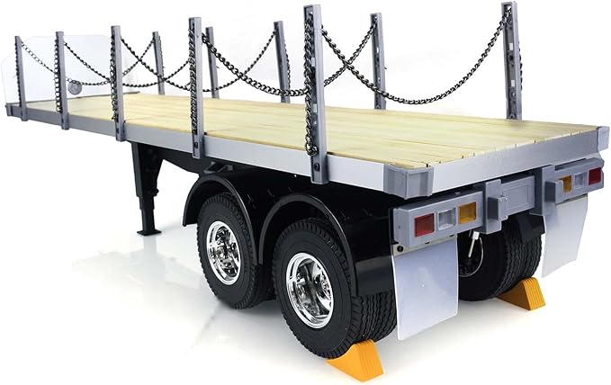 US in Stock RC Tractor Flatbed Semi Trailer Truck 1/14 2Axle Compatible with DIY Tamiya Construction Vehicle Model
