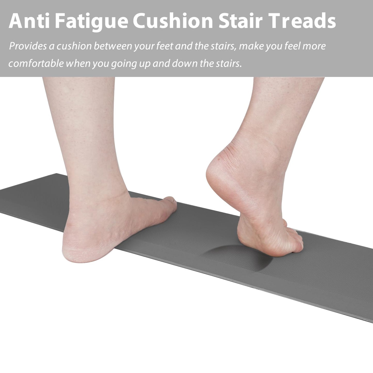 PURE ERA Cushioned Stair Mat, 8 x 30 Inch Non-Slip Stair Treads, Staircase Step Treads Foam Stair Pads, Tape Free Durable Stair Treads for Wooden Steps Washable, Easy to Clean (2 Pieces, Gray)