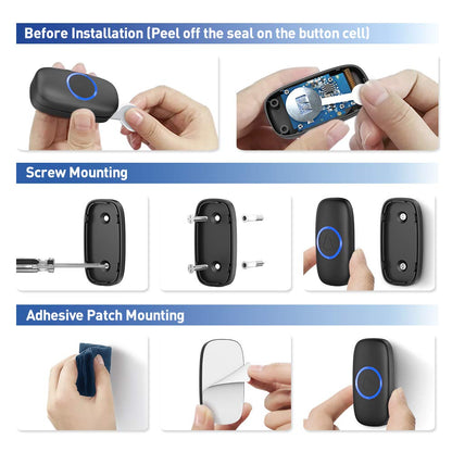 Wireless Doorbell, SECRUI Door bell Over 1000ft Coverage with 2 Plug-In Receivers, 1 Waterproof Push button, 52 Chimes, 110dB loud Sound Colorful LED Flash
