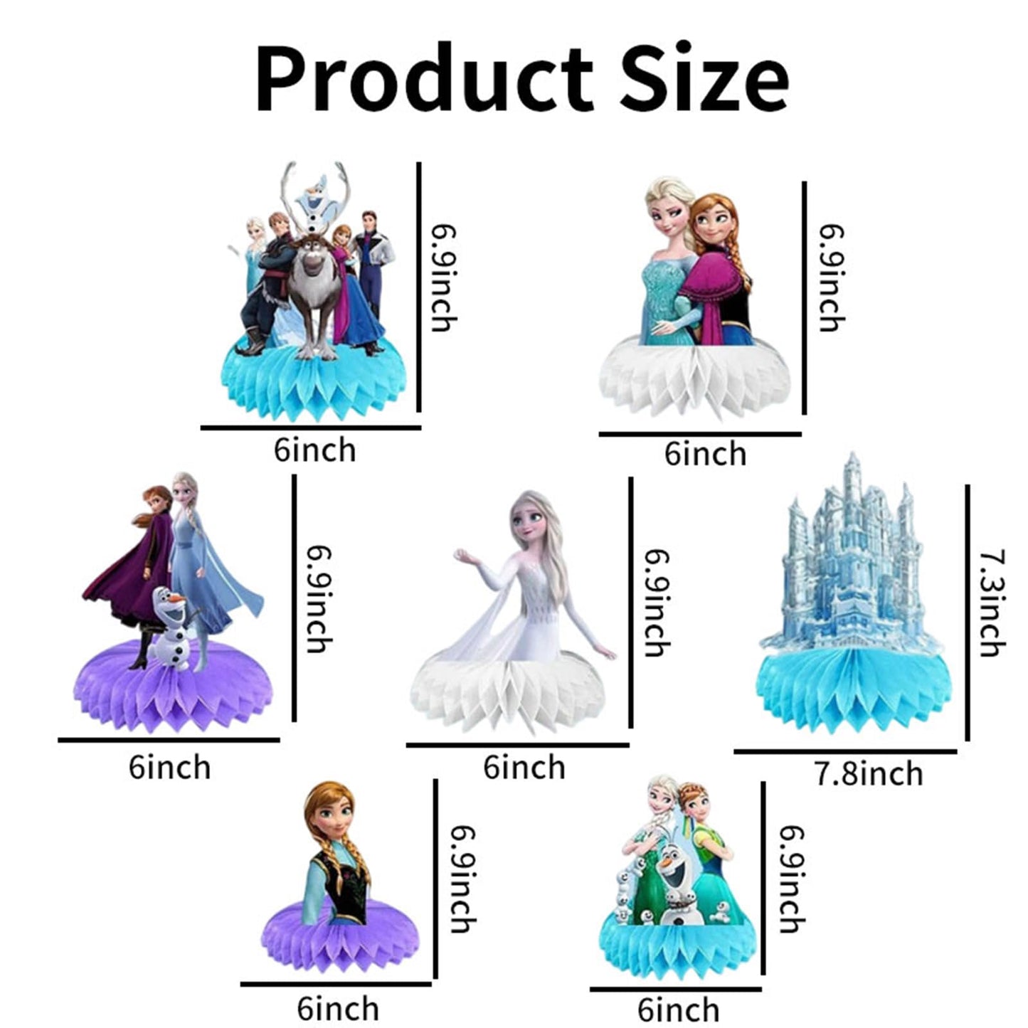 7 Pcs Cute Party Supplies, Cartoon Birthday Party Decorations, Blue Honeycomb Centerpieces for Table, Perfect for Birthday Parties, Themed Parties, Holiday Celebrations