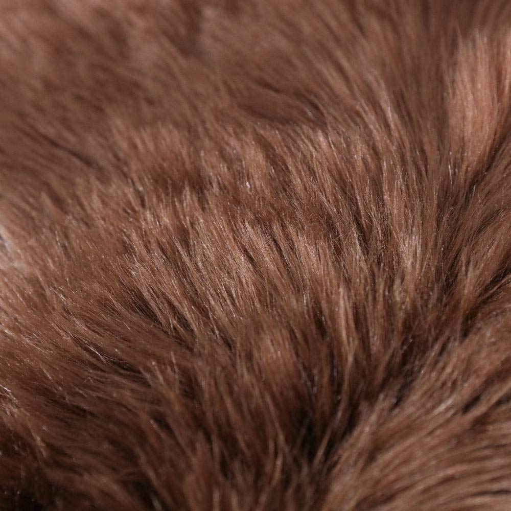 Carvapet 2x4 Faux Fur Rug - Brown Faux Sheepskin Shaggy Area Carpet Plush Chair Cover, Soft Suede Backing Machine Washable Mat for Bedroom Living Room