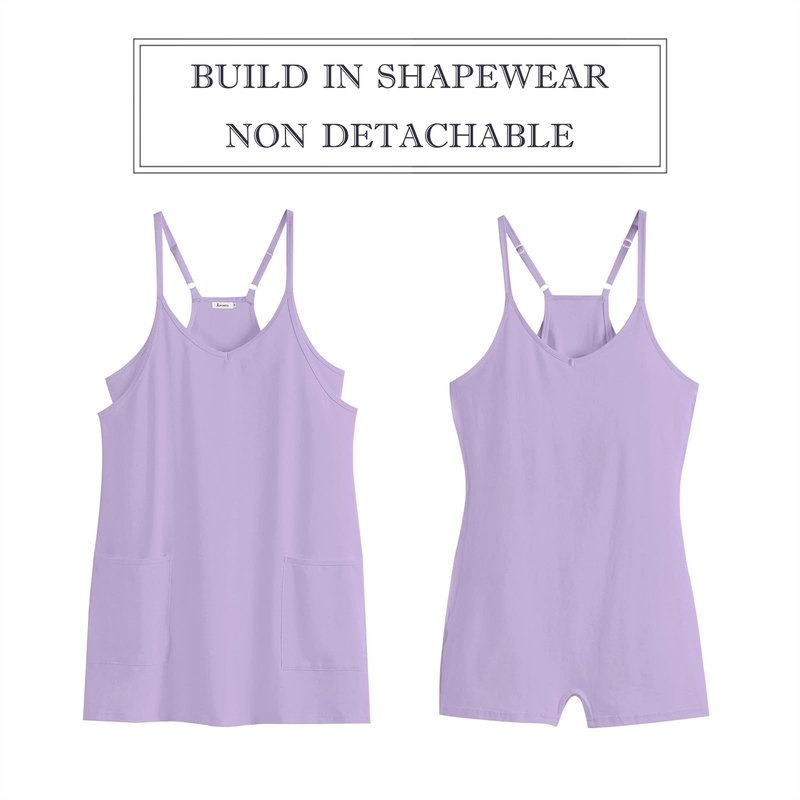 ANRABESS Women Athletic Dress Summer Tennis Workout Active Sports Mini Romper Dress Built in Shorts Travel Vacation Clothes Light Purple Medium