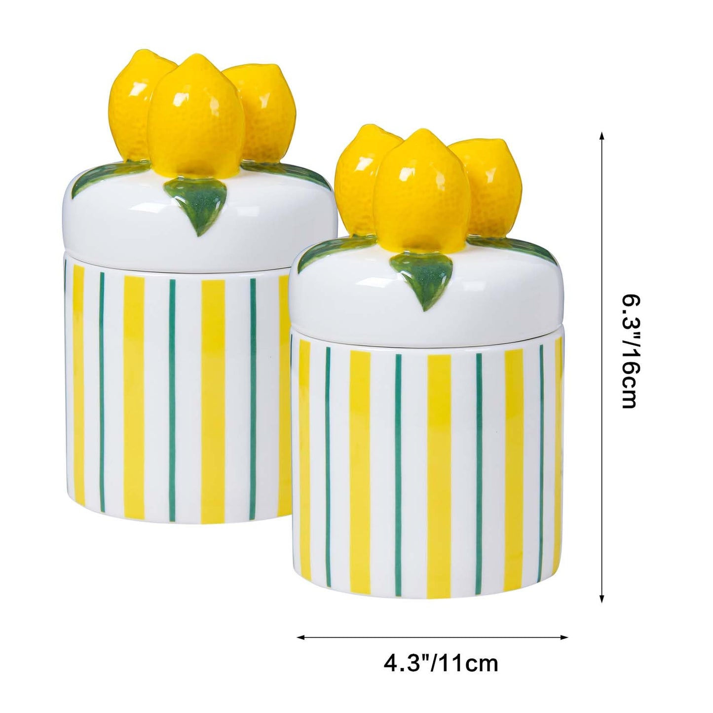 Iryanthos Cookie Jar with Airtight Lid, 16.2 fl oz Personalized Ceramic Food Storage Containers with Lemon-shaped Lid for Kitchen Countertop Decor, For Sugar Tea Coffee Spices Nut Honey - 2 pieces Set
