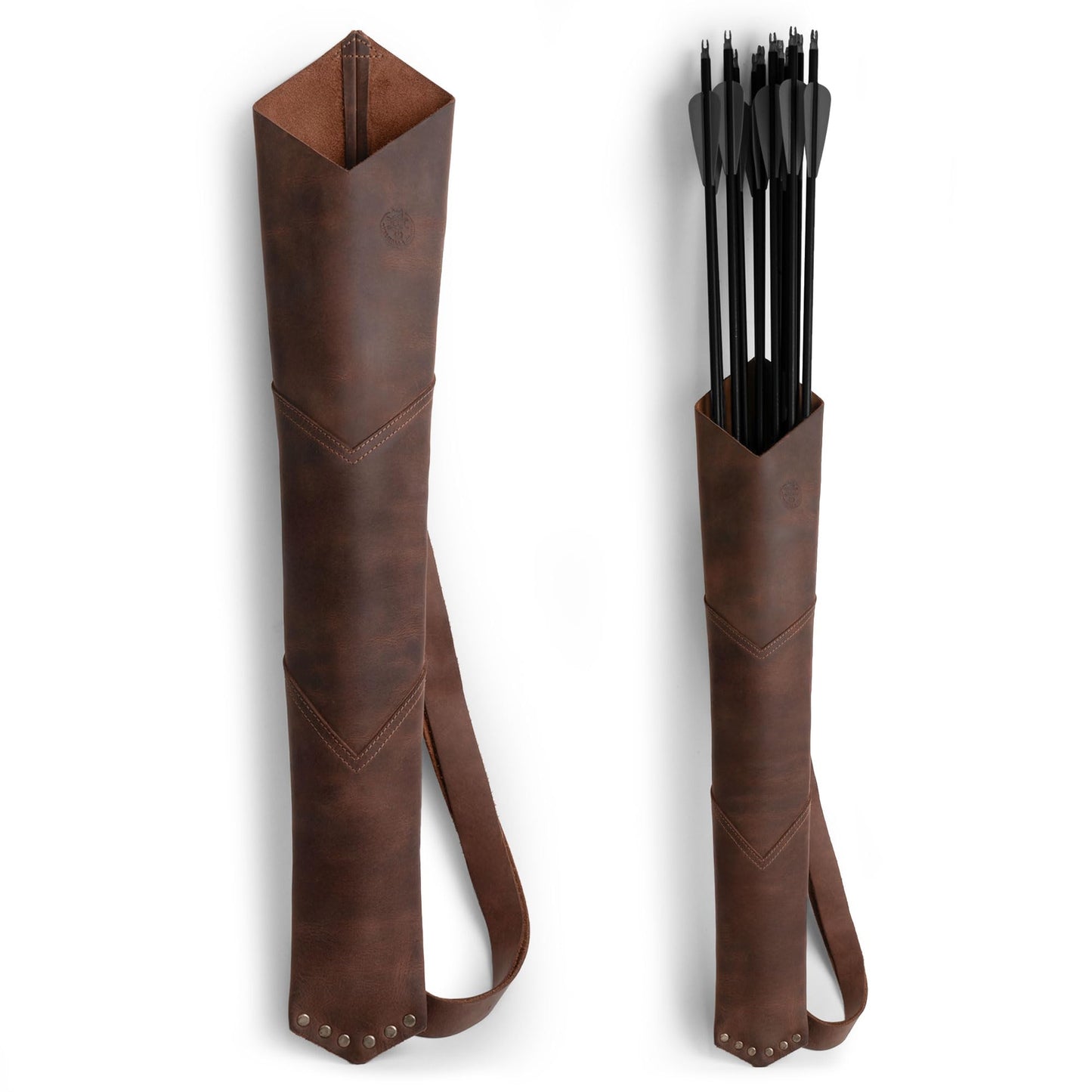 Valhalla Gear, Back Arrow Archery Quiver, Vintage Holder for Shooting Practice, Training, Full Grain Leather, Handmade Archer Accessories (Bourbon Brown)