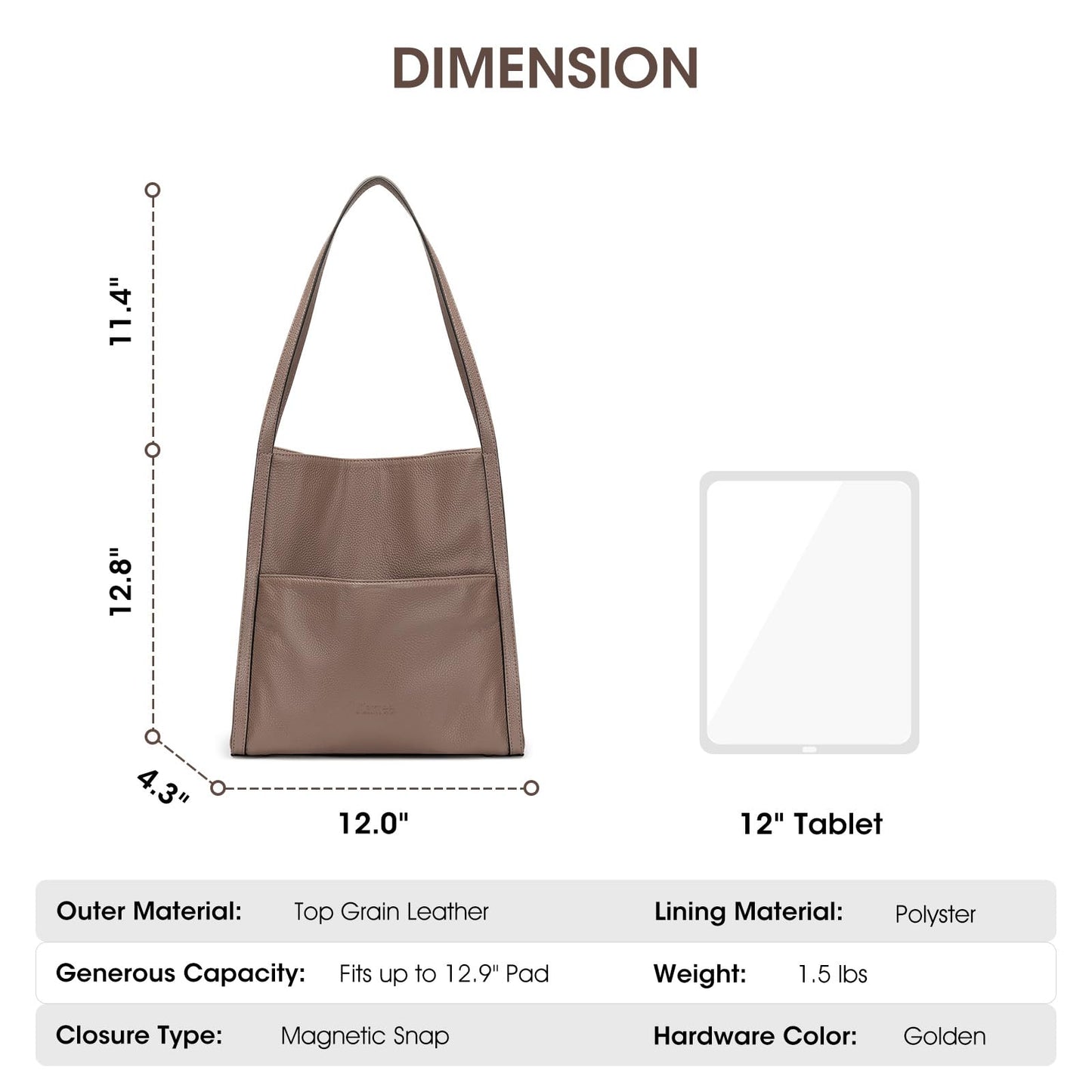 Kattee Leather Tote Shoulder Bag for Women, Leather Purse and Handbags Medium Size
