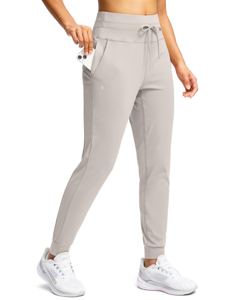 Soothfeel Womens Joggers with Pockets Lightweight Sweatpants Athletic Leggings Pants for Workout Running Yoga Dusty_White M