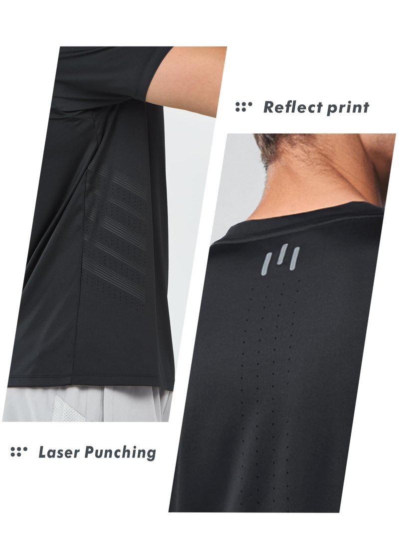NORTHYARD Men's Workout Athletic Shirts Gym Running T-Shirts Tennis Quick Dry Short Sleeve Shirt Active Lightweight Sports Black-L