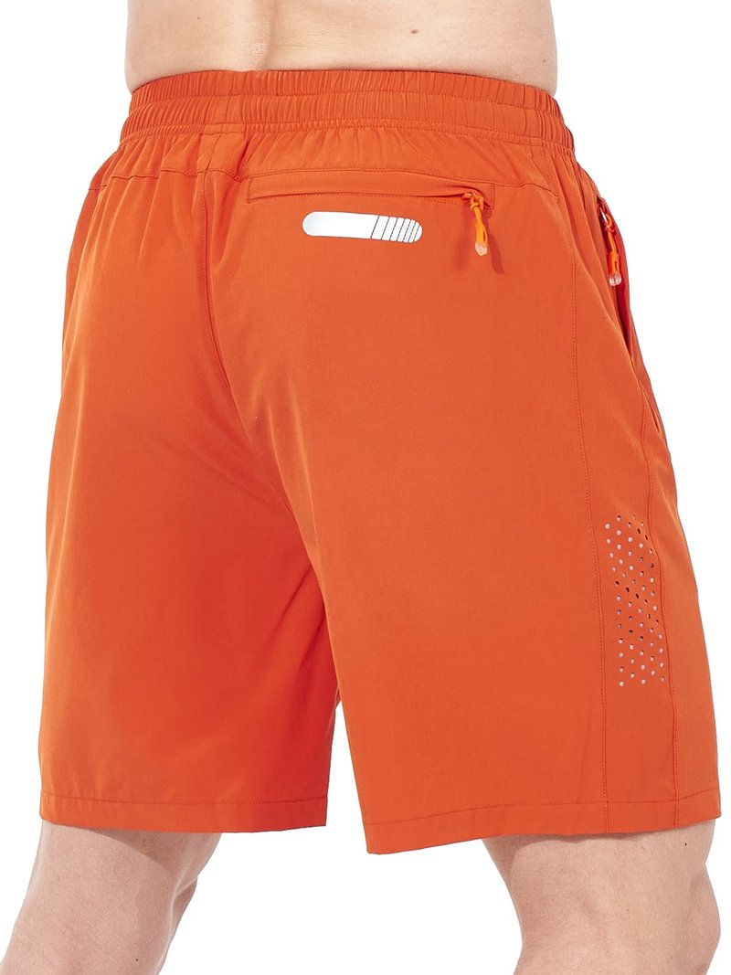 NORTHYARD Men's Athletic Running Shorts Gym Workout 7"/9"/5" Quick Dry Lightweight Sports Basketball Tennis 3 Zipper Pockets Orange 3XL