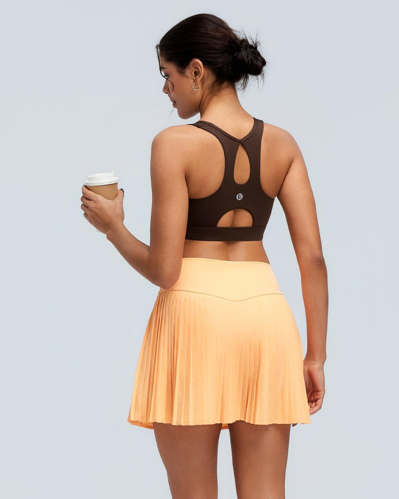 RUNNING GIRL Sports Bras for Women High Support,Racerback Molded Cup Sports Bra Racerback Running Bra with Swen in pad(WX3099_Brown_L)