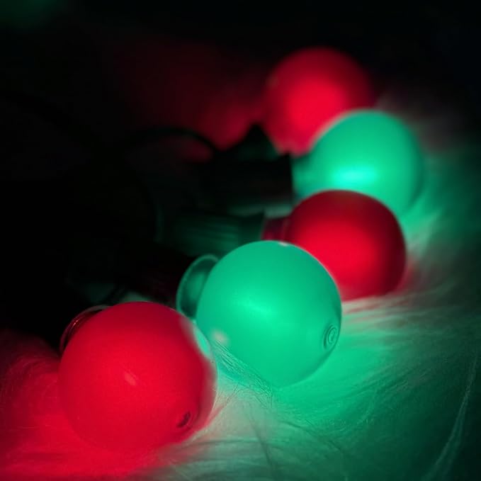 25Ft LED Christmas Outdoor String Lights, G40 Globe String Lights with 27 0.6W Red Green Bulbs, Vintage Christmas Lights for Holiday Party Backyard Wedding Garden Patio Porch Decor