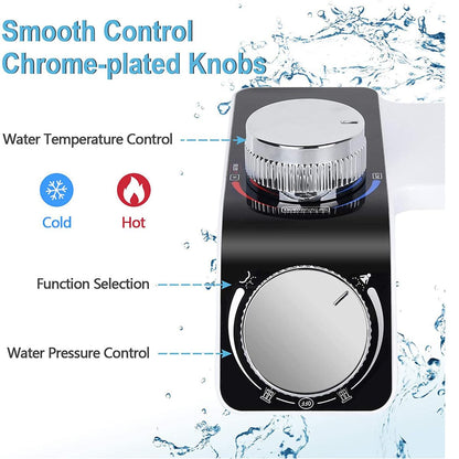 Self Cleaning Retractable Non Electric Dual Hidden Nozzle Bidet Attachment for Toilet Seat with Warm Water Jet Spray for Toilet Bathroom Bidet Toilet Sprayer Adjustable Water Pressure