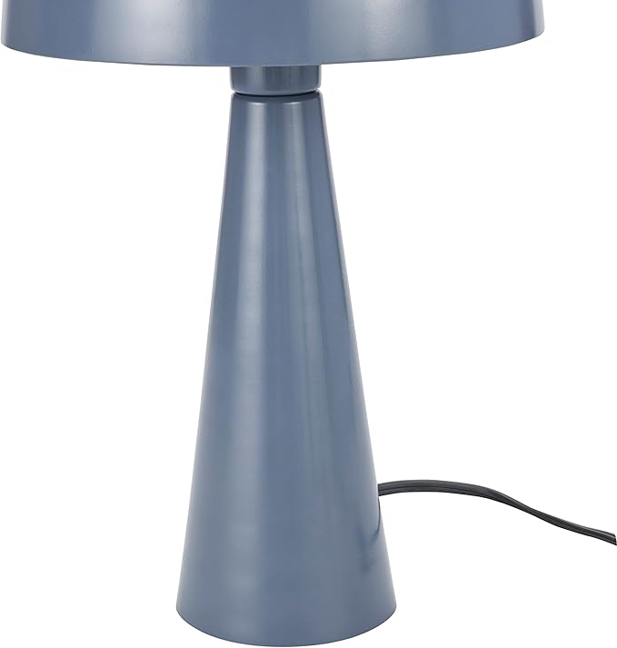 Nourison Home 16" Bluish Grey Metal Mushroom Table Lamp, Modern, Retro, Desk Light for Bedroom, Dining, Office, Entryway