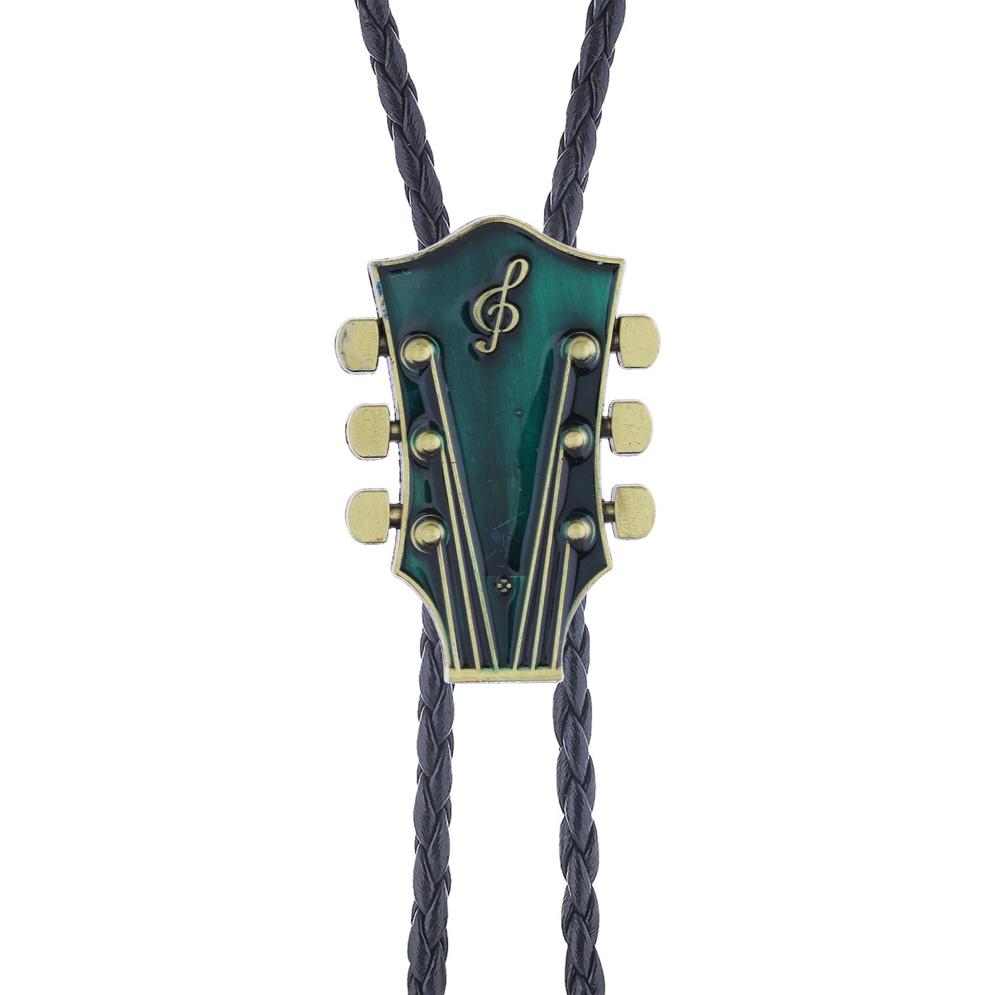 GelConnie Mens Bolo Tie Vintage Western Cowboy Guitar Bolo Tie Necklace PU Leather Necktie Party Wedding Costume Accessory