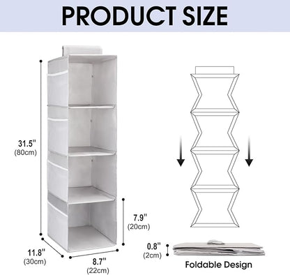 PetsHome 4-Shelf Hanging Closet Organizer, Space Saver, Closet Hanging Storage