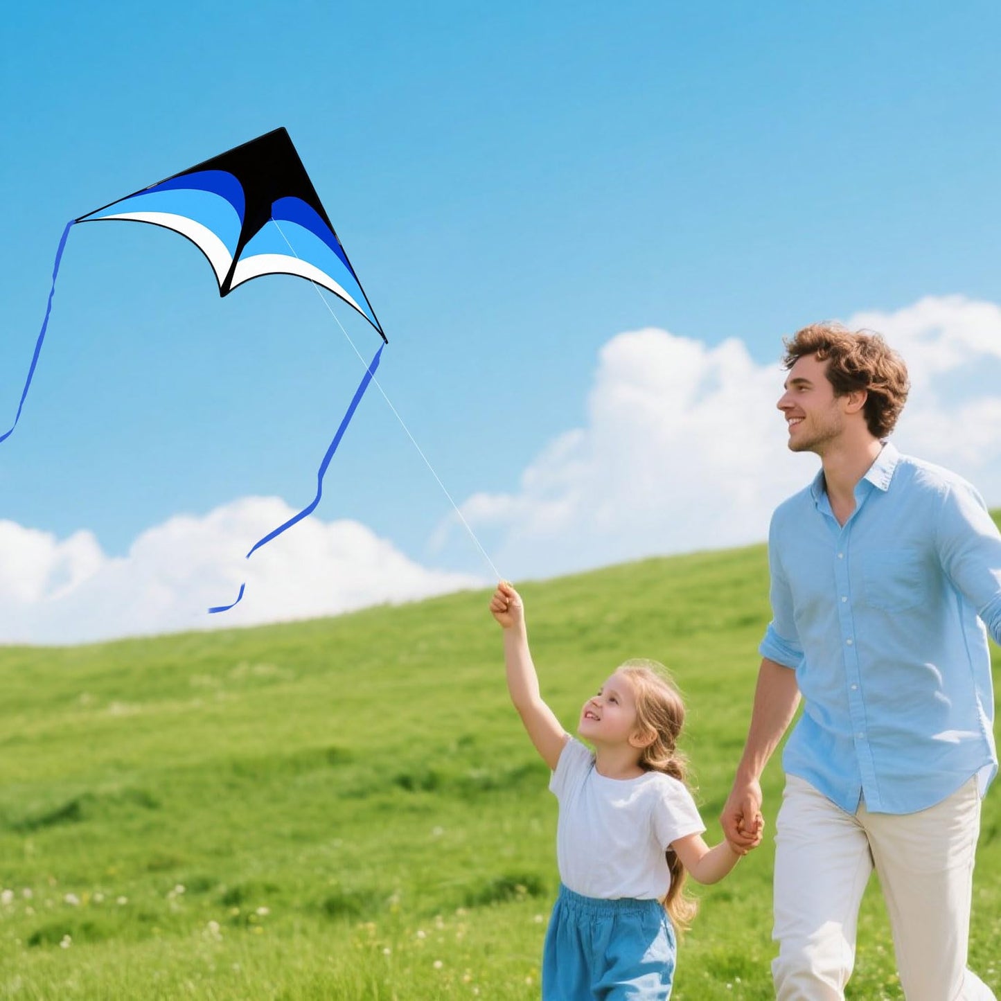 Mint's Colorful Life 3 Pack Delta Kites for Kids & Adults, Easy to Fly Large Kite Set for Beginners, Perfect Family Kites for Park and Beach Trip with 300ft String Included (Green&Blue&Yellow)
