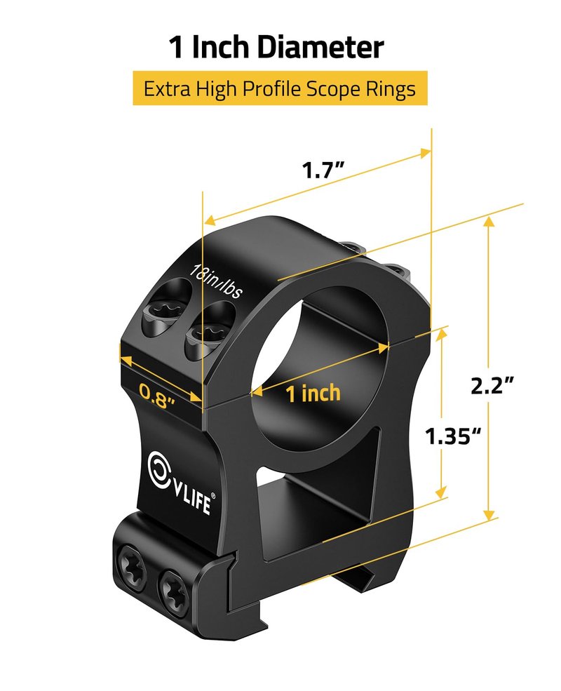 CVLIFE 1 inch Scope Rings Extra High Profile Precision Mount - Compatible with Picatinny Rails - 20mm See Through Rifle Scope Mount - 2 Pieces