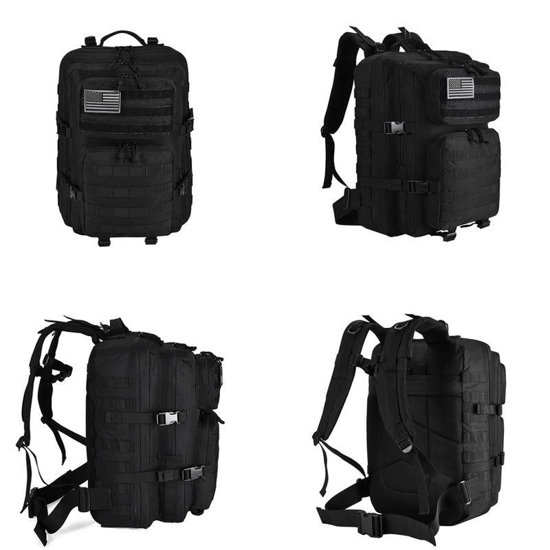 R.SASR 45L Black Tactical Backpack Military Assault Pack, MOLLE System Large 3 Day Bug Out Bag for Men Women Hiking Camping(Black-01)