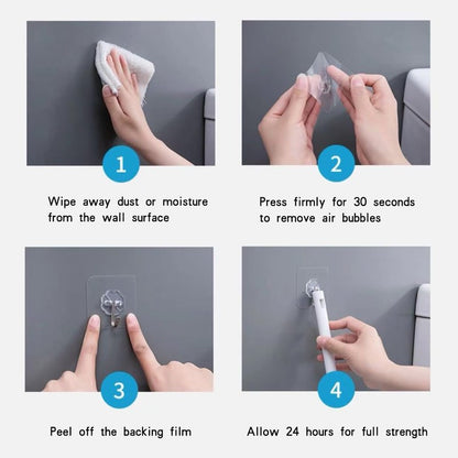 PapaPick Adhesive Wall Hook, Set Heavy-Duty Thickened self-Adhesive Hook，16Pcs，33lb max Loading，Transparent, Waterproof, Bathroom, Outdoor, Kitchen, Doors, Practical Tools.