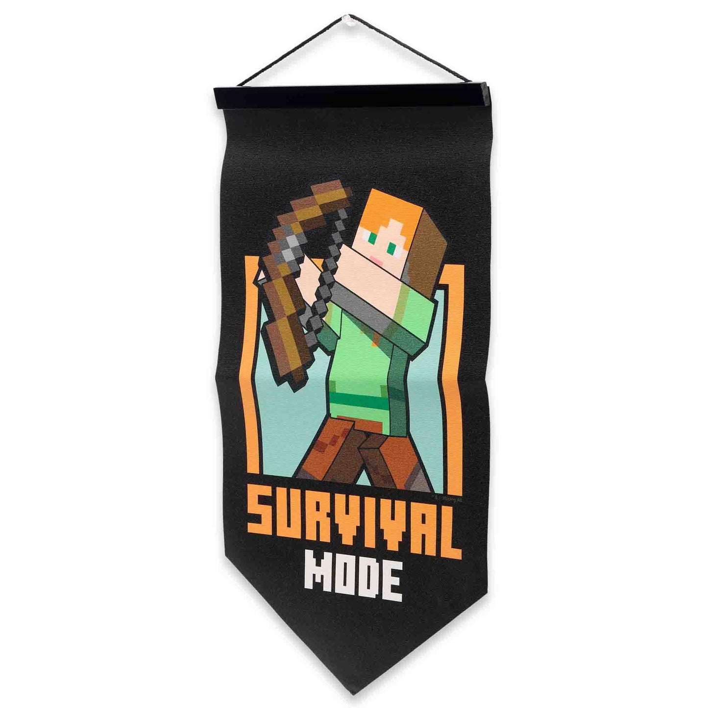 Open Road Brands Minecraft Survival Mode Hanging Canvas Banner - Fun Minecraft Wall Decor for Bedroom or Game Room
