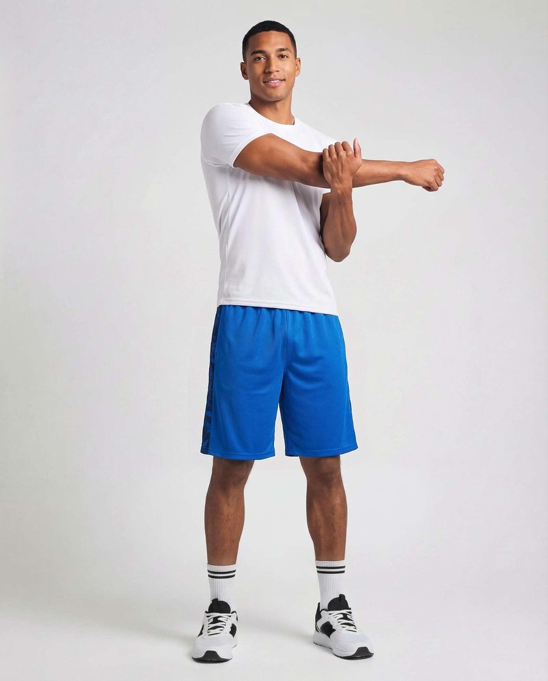Real Essentials 5 Pack: Men’s 9" Mesh Shorts – Athletic Gym, Workout, Basketball, Running, Casual Lounge Activewear Pockets, Set 4,XL