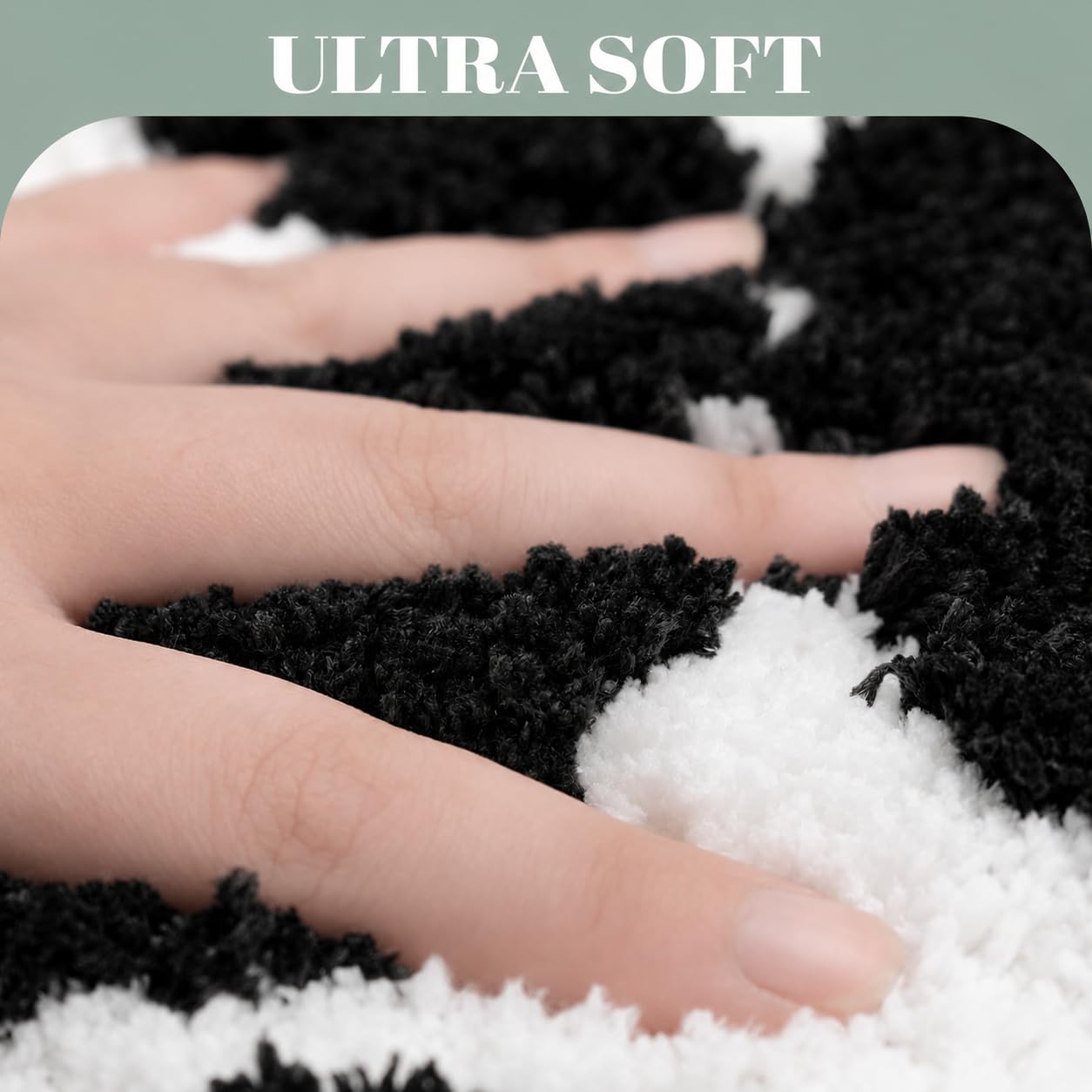 Bathroom Rug Mat 25"x21": Funny Aesthetic Tufted Bath Rug, Soft Absorbent Microfiber Bath Carpet with Non-Slip Rubber Backing; Machine Washable Bath Mat for Tub Shower, 2.1'x1.75', Black White