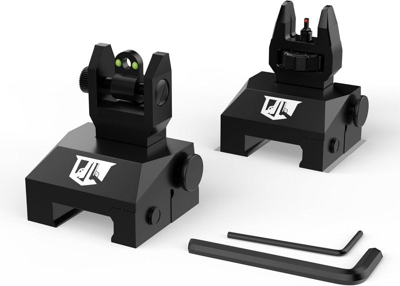 Ozark Armament Flip Up Iron Sights - Durable Rail Mounted Front & Rear Sight Set