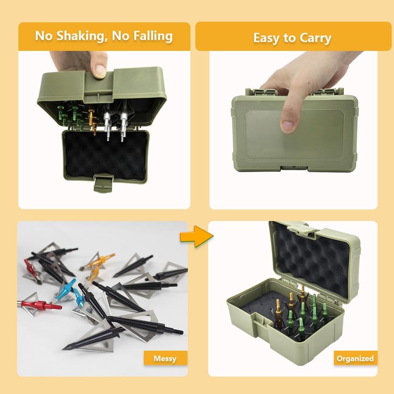 Wamlet Broadhead Box Storage Case Outdoor Arrow Tips Organizer for Compound Bow and Crossbow Accessories - Holds 18pcs Broadheads (Case Only)