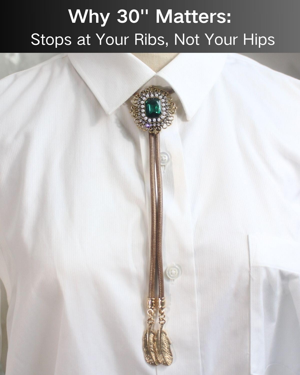 PEARLY JUN Bolo Tie for Men Women Rhinestone Emerald Gold Cowboy Brown Country Style Handmade Leather String Rodeo Festive Days Gifts