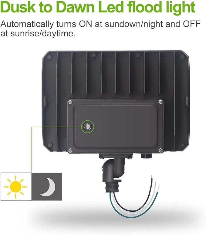 100W LED Flood Light with Knuckle, Outdoor Flood Light Dusk to Dawn Photocell 5000K 14000lm AC100-277V Equivalent 1000W, ETL Waterproof Wall Mount LED Security Lighting for Yard Entrance