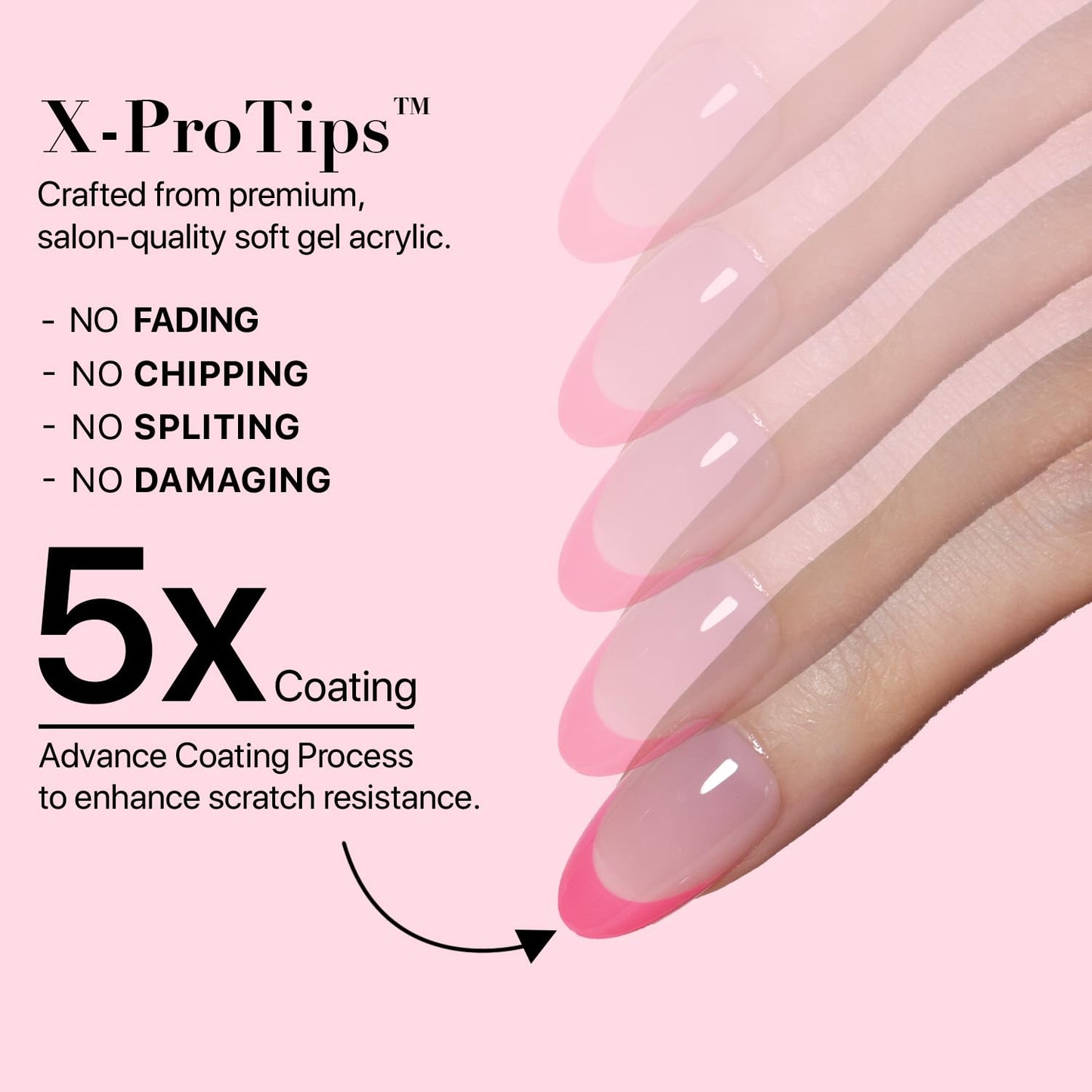 SXC Cosmetics French Tip Press On Nails - Skin Tone Nude and Color Series, Short Coffin X-Pro Tips Starter Kit ST119KIT