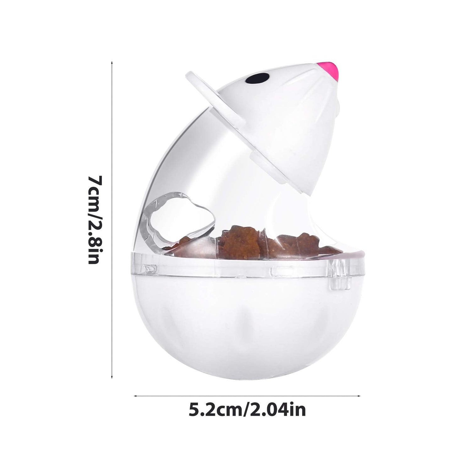 Lightbox Cat Food Ball Dispenser - 4 Pcs Slow Feeder Mice Shaped Tumbler Toy for Interactive Training (Pink, White)