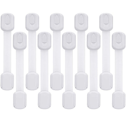 Goodv Child Safety Cabinet Locks - (10 Pack) Baby Proofing Latches to Drawer Door Fridge Oven Toilet Seat Kitchen Cupboard Appliance Trash Can with 3M Adhesive - Adjustable Strap No Drill No Tool