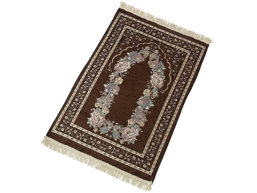 Anlising Muslim Prayer Mat, Islamic Prayer Rug, Islamic Prayer Mat with Elegant Design Bag, Portable Foldable Prayer Rug, Ramadan Prayer Rug, Muslim Foldable Prayer Mat, for Ramadan (Brown)