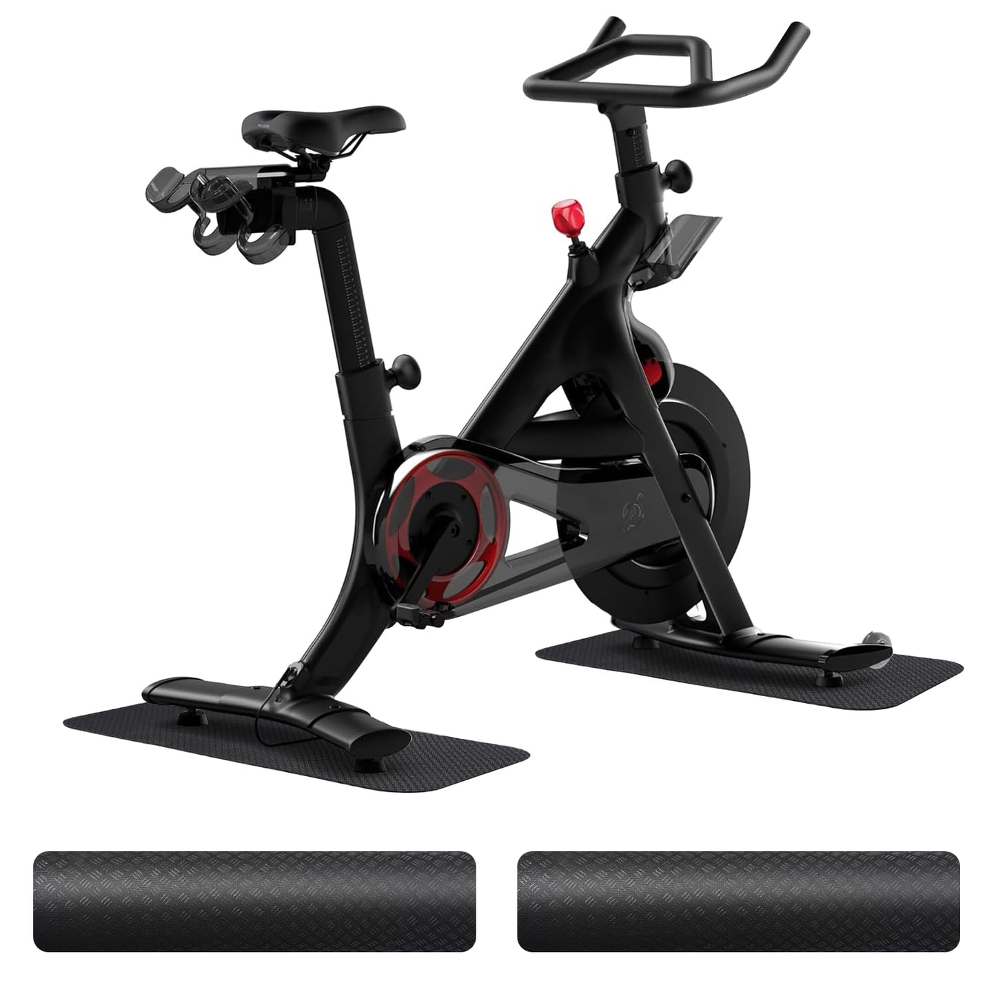 2-Pack Bike & Rowing Machine Mat for Carpet & Hardwood Floors, Compatible with Peloton/Yosuda, Anti-Slip Floor Protector Pad, Noise & Vibration Dampening