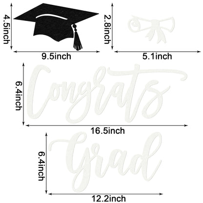 MASTRON Congrats Grad Deal Sign for Backdrop - White Felt Graduation Party Sign Class of 2026 Balloon Arch Backdrop, High School Event Deal Decor, College Commencement Sign