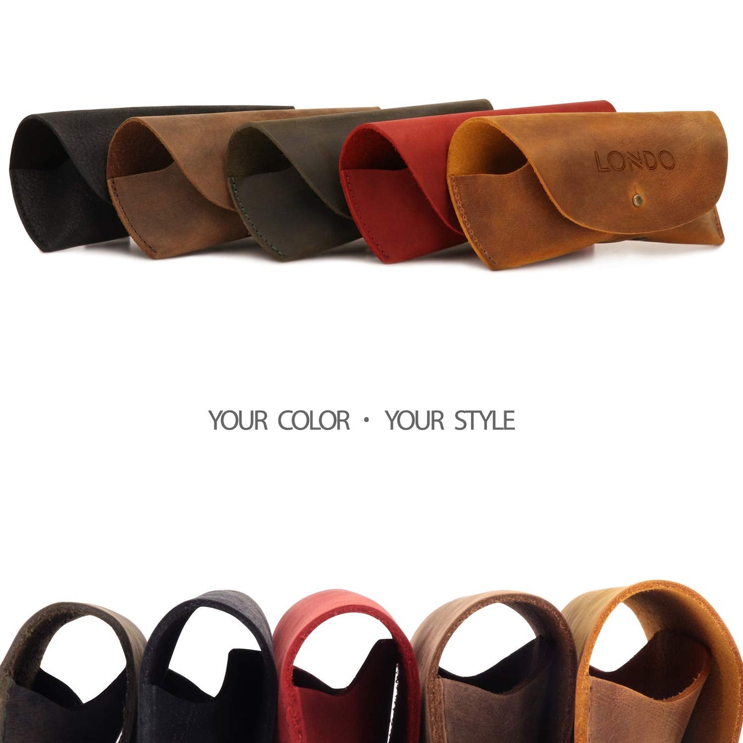Londo Genuine Leather Eyeglasses & Sunglasses Case – Premium Leather Protective Case with Button Closure, Stylish & Durable Storage for Glasses