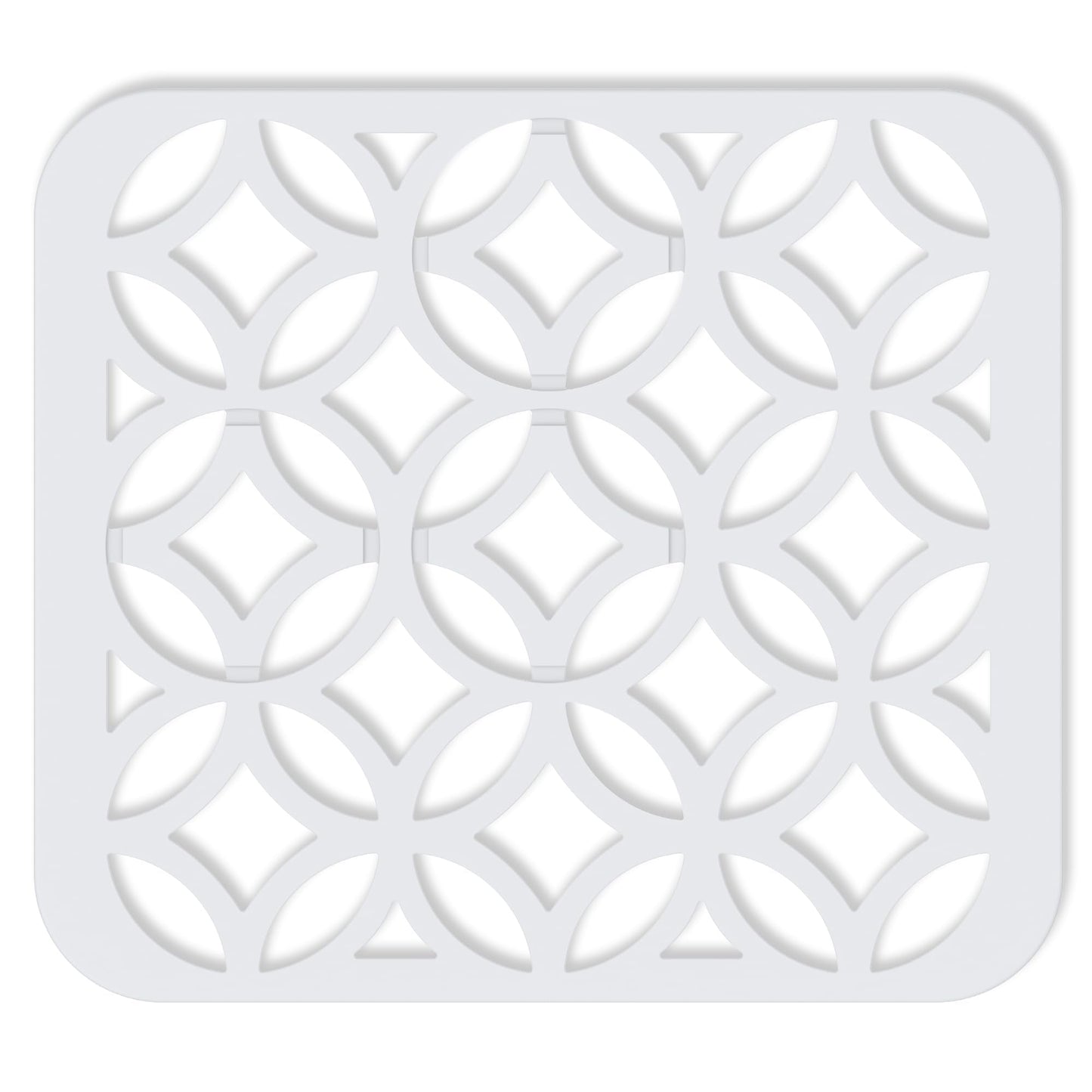 BEHOK 2 Pack 12 x 11 inches Small Silicone Sink Mat, Feng Shui Coin Pattern Heat-resistant Sink Protector for Kitchen Sink with Lucky Coin Design, DIY Cut-to-fit Drain (White)