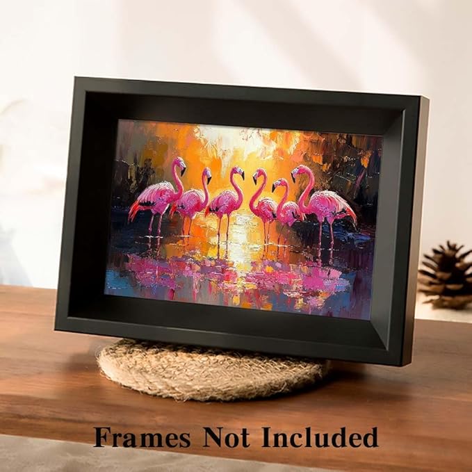 Yesad Flamingo Wall Art, Flamingo Canvas Wall Art Prints Tropical Pictures Poster Wall Décor for Living Room Bedroom Office Animal Lover Gift Home Decorations (Unframed,36”x24”, Flamingo)