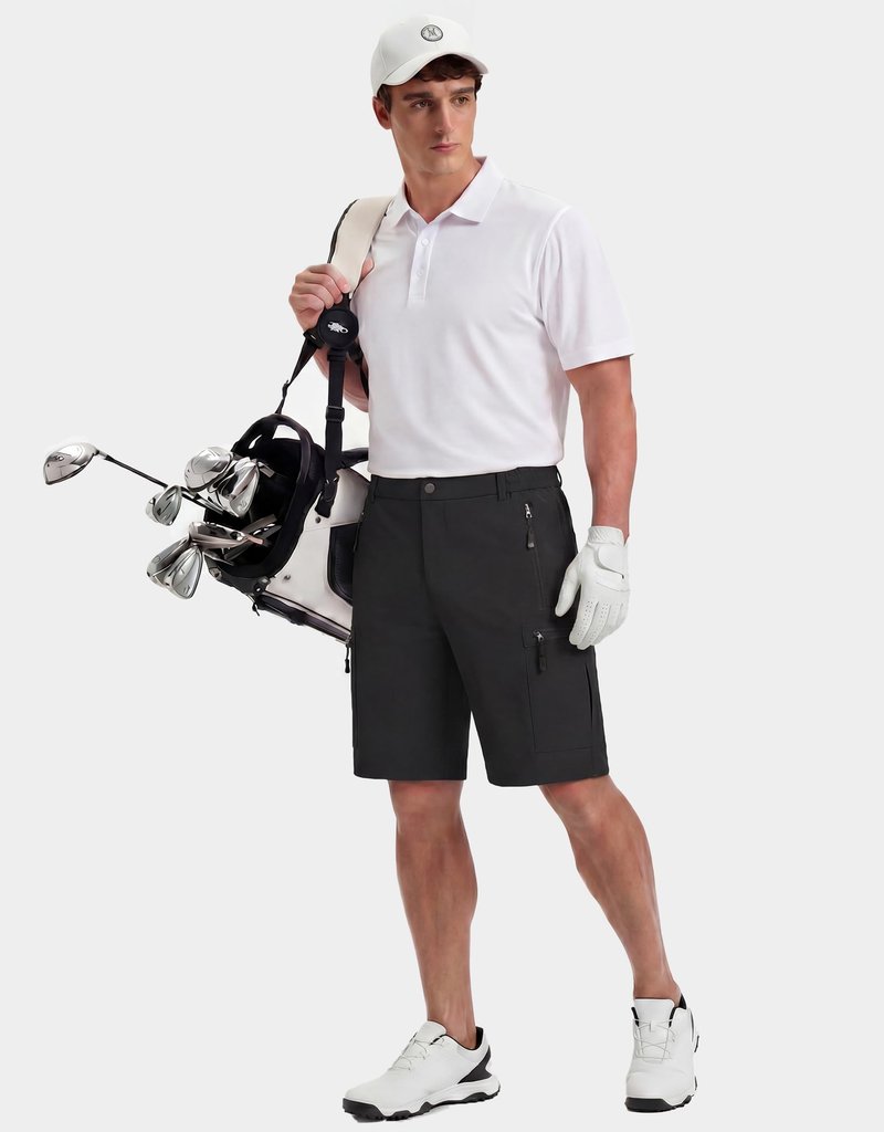 COOFANDY Men's Shorts Cargo 9" Hiking Workout Golf Cargo Shorts Qucik Dry Summer Travel Camping Running Fishing Black