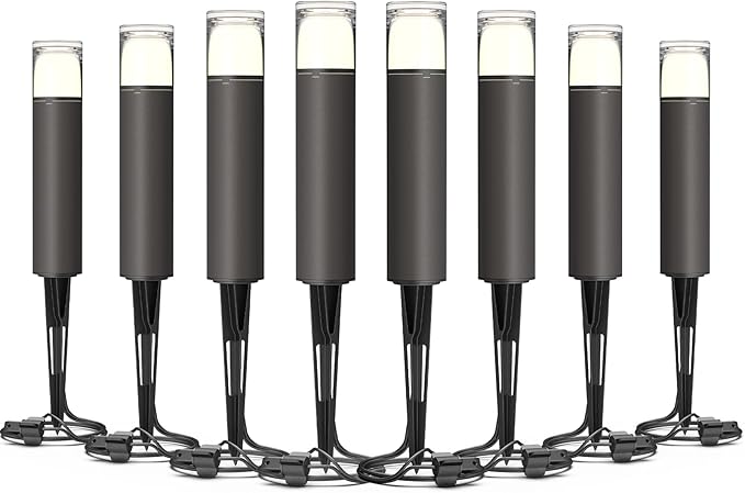GOODSMANN 8PK Outdoor Low Voltage Bollard Lights 2W 2700K Warm White LED Landscape Pathway Light Kits Bronze Color